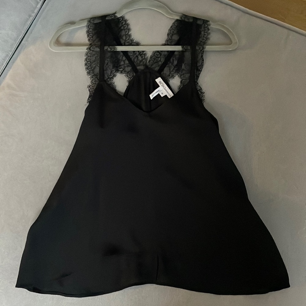 BCBG Black Lace Strap Tank